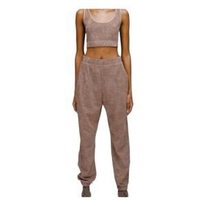 Zara Jogger Set Carmel Tan Terry Cloth Crop Tank Top Pull-On Pants Sz S